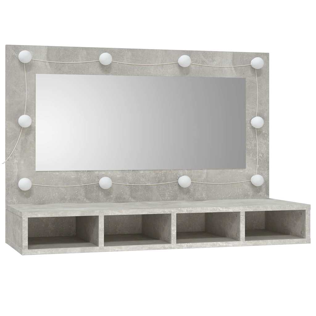Vidaxl spiegelkast met led-verlichting 90x31,5x62 cm betongrijs