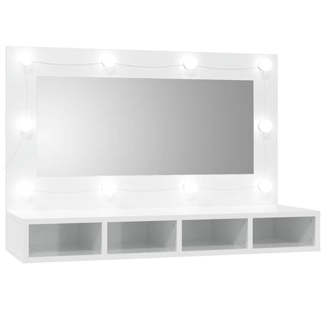Vidaxl spiegelkast met led-verlichting 90x31,5x62 cm hoogglans wit