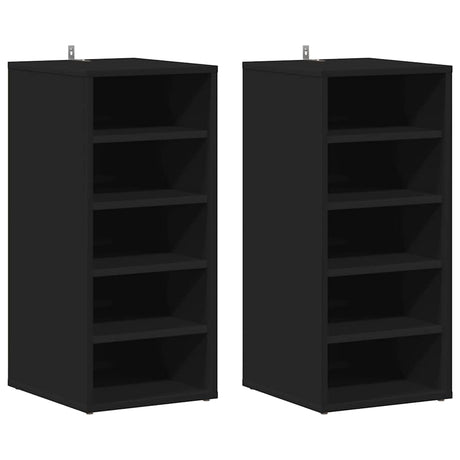 VIDAXL -Schuhschränke 2 PCs 31,5 x 35 x 70 cm verarbeitetes Holz schwarz