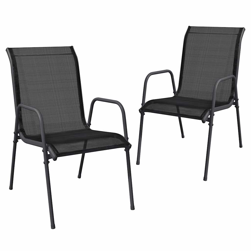 Vidaxl tuinstoelen 2 st staal en textileen zwart