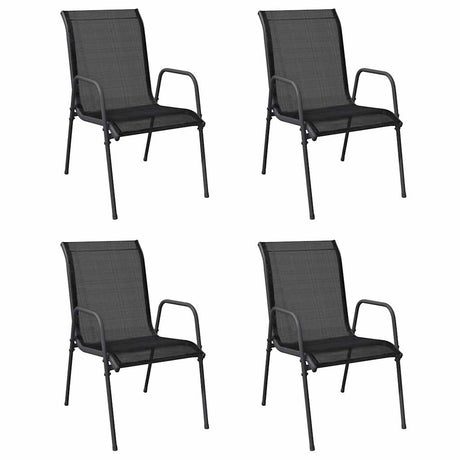 Vidaxl tuinstoelen 4 st staal en textileen zwart