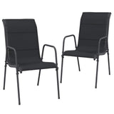 Vidaxl tuinstoelen 2 st staal en textileen zwart