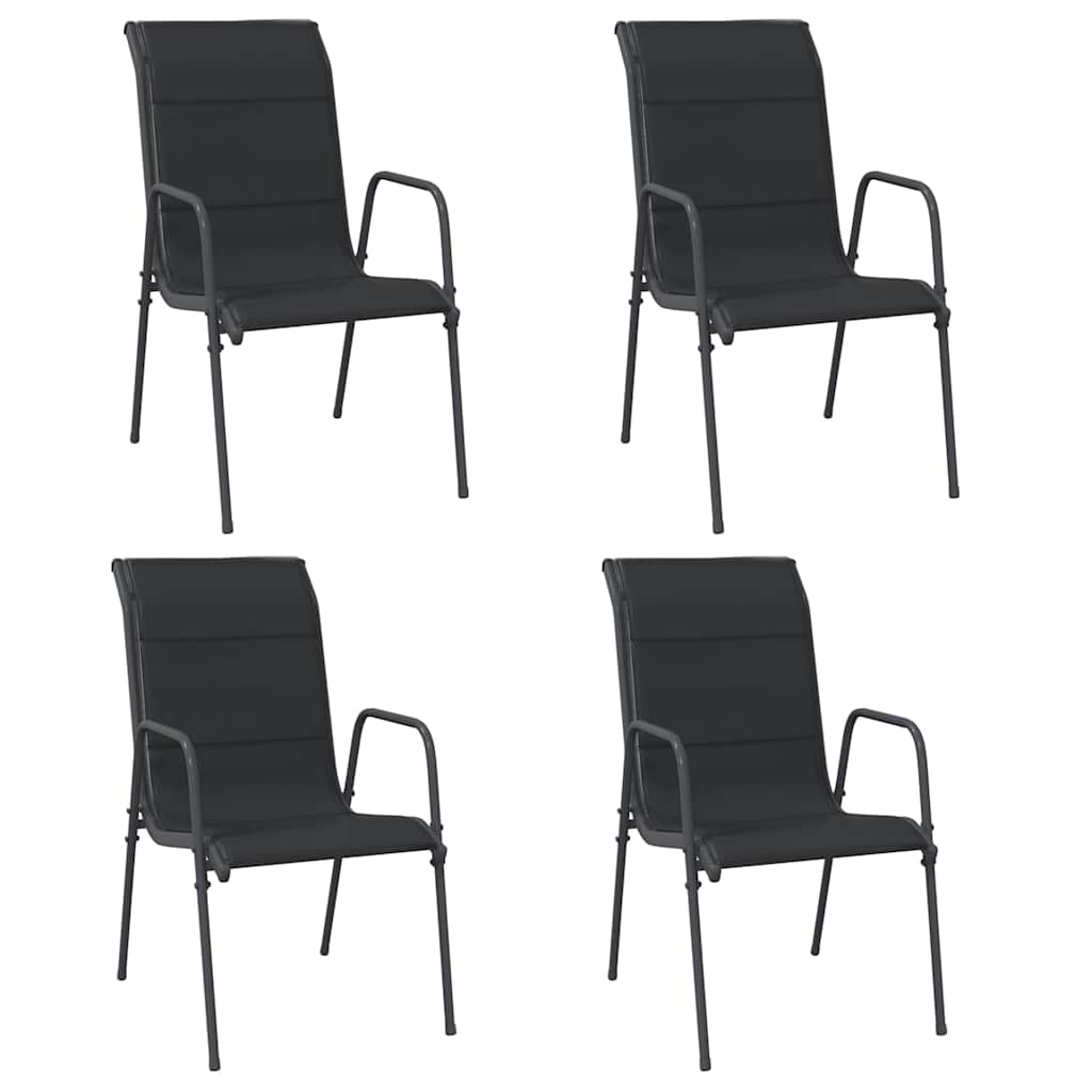 Vidaxl tuinstoelen 4 st staal en textileen zwart