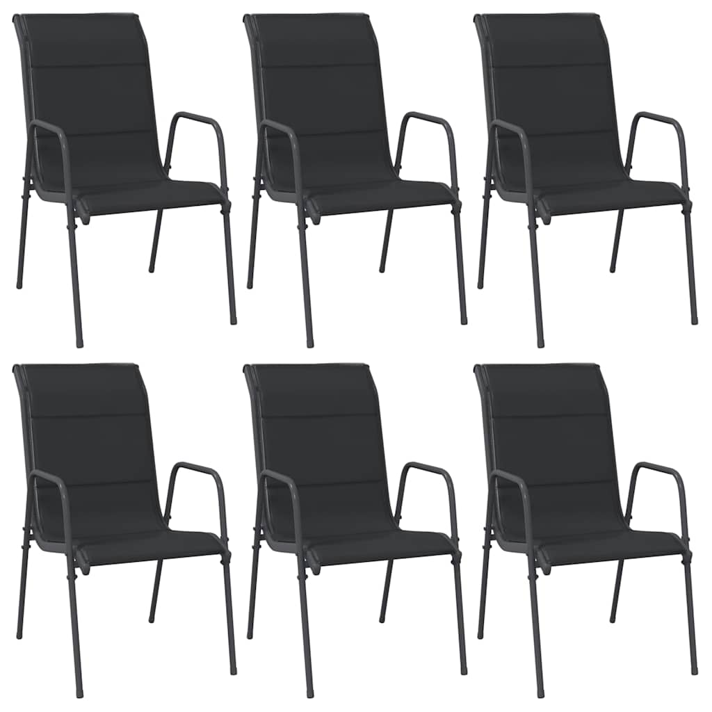 Vidaxl tuinstoelen 6 st staal en textileen zwart