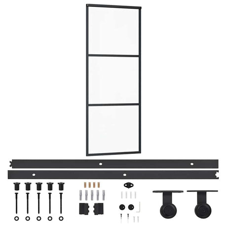 Vidaxx Schiebetür mit Beschlag 76x205 cm Aluminium und ESG-Glas