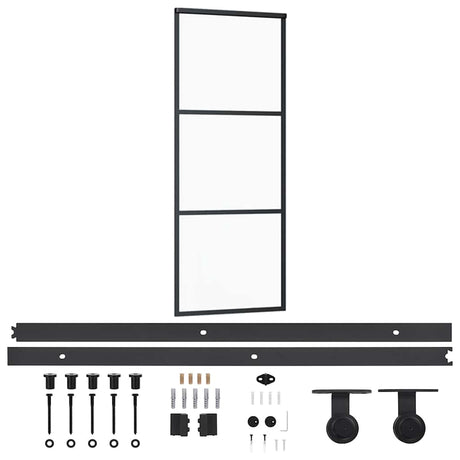 Vidaxx Schiebetür mit Beschlag 76x205 cm Aluminium und ESG-Glas