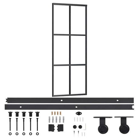 Vidaxx Schiebetür mit Beschlag 76x205 cm Aluminium und ESG-Glas