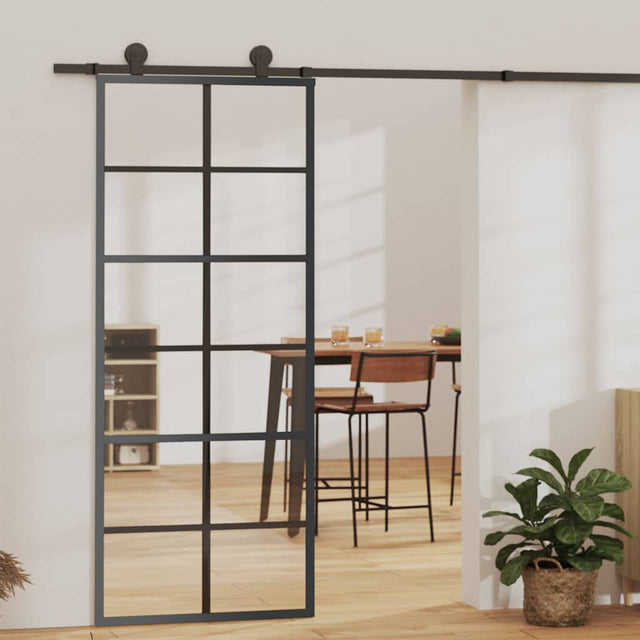 Vidaxx Schiebetür mit Beschlag 76x205 cm Aluminium und ESG-Glas