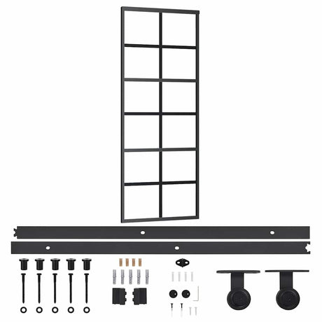 Vidaxx Schiebetür mit Beschlag 76x205 cm Aluminium und ESG-Glas