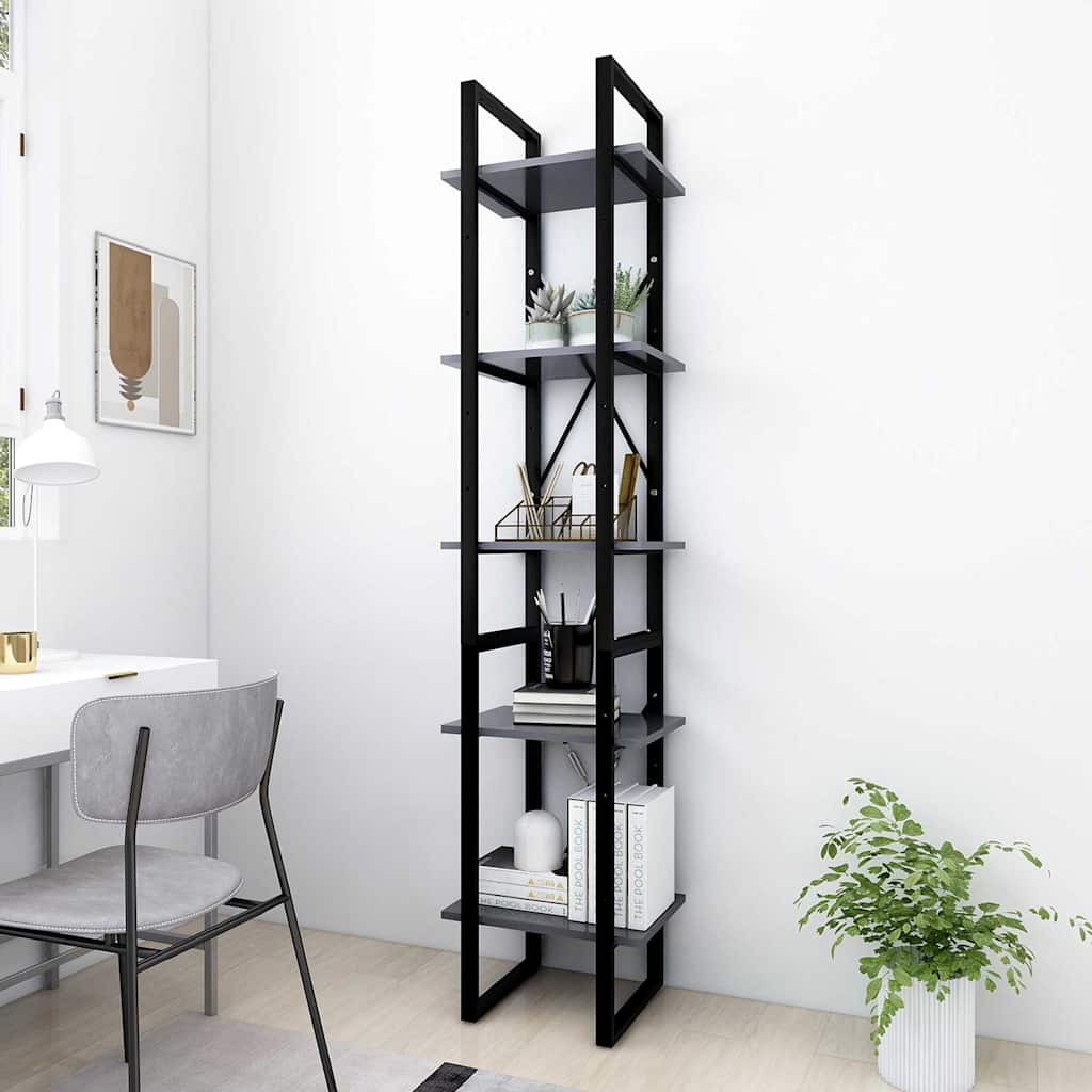 Vidaxl boekenkast met 5 schappen 40x30x175 cm bewerkt hout grijs