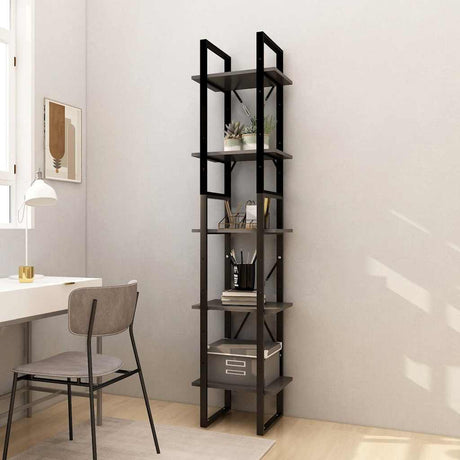 Vidaxl boekenkast met 5 schappen 40x30x175 cm massief grenenhout grijs
