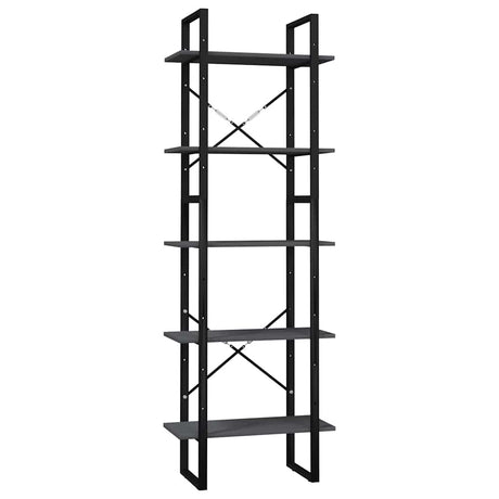 Vidaxl boekenkast met 5 schappen 60x30x175 cm massief grenenhout grijs