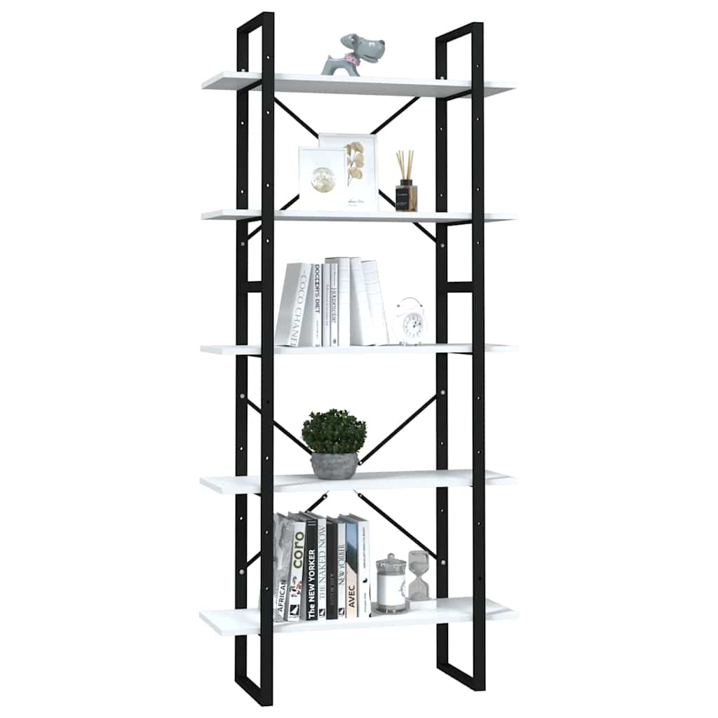 Vidaxl boekenkast met 5 schappen 80x30x175 cm bewerkt hout wit