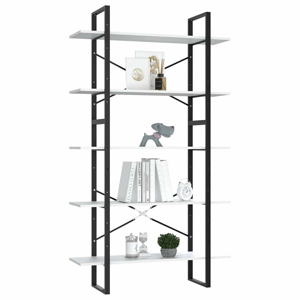 Vidaxl boekenkast met 5 schappen 100x30x175 cm bewerkt hout wit