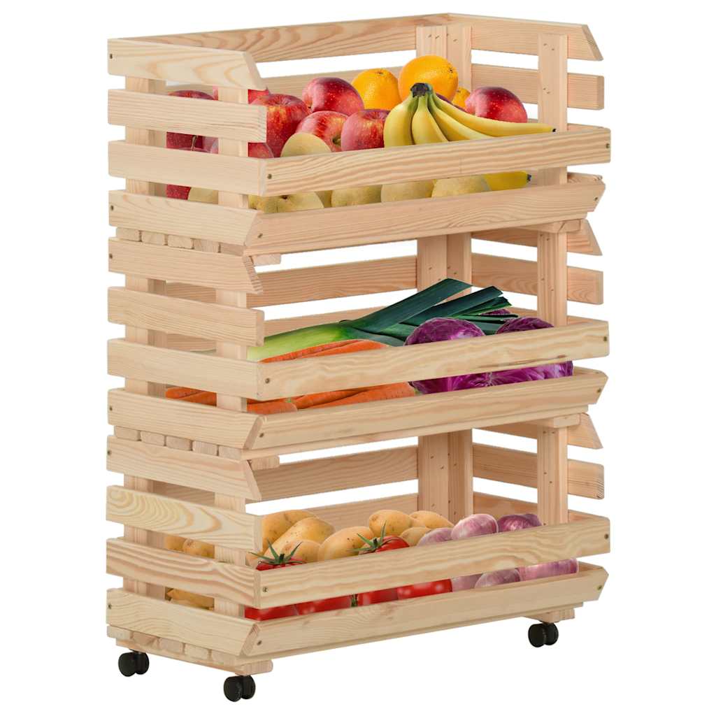 Vidaxl groentetrolley 57x30x80 cm massief grenenhout