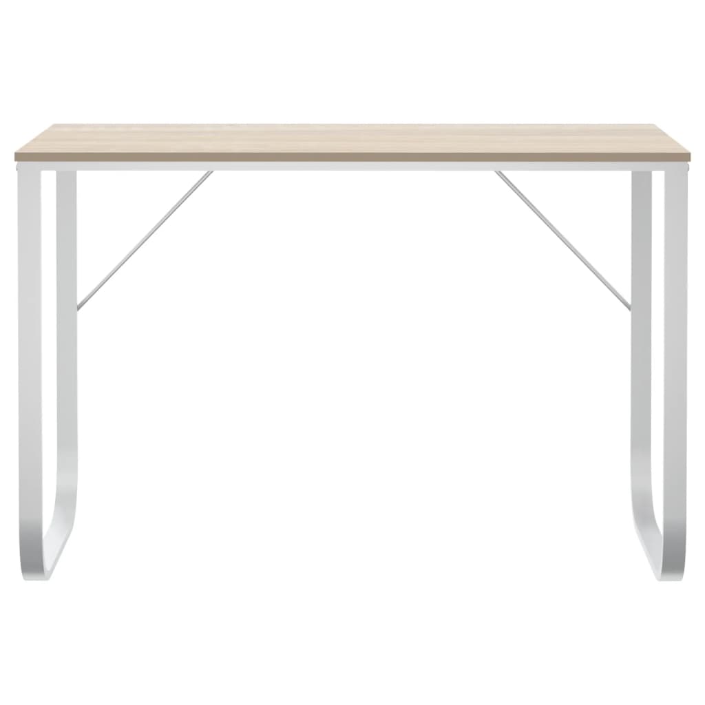 Vidaxl computerbureau 110x60x73 cm spaanplaat wit en eikenkleurig