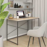 Vidaxl computerbureau 110x60x70 cm bewerkt hout zwart en eikenkleurig