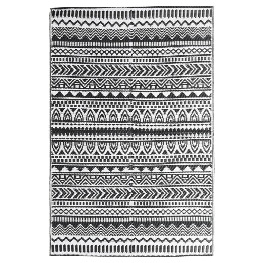 Vidaxl außerhalb des Teppichs Arakil 160x230 cm Polypropen Schwarz