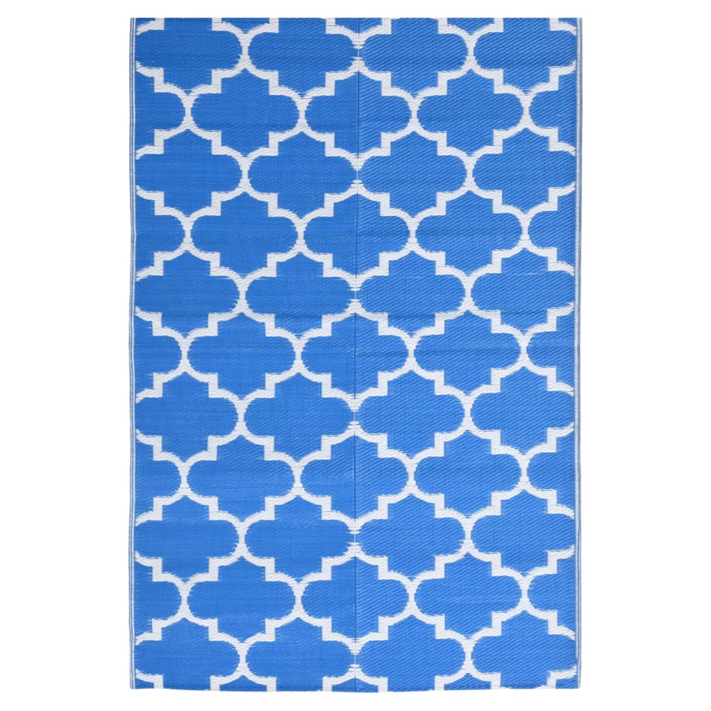 Vidaxl außerhalb des Teppichs Aakil 190x290 cm Polypropenblau