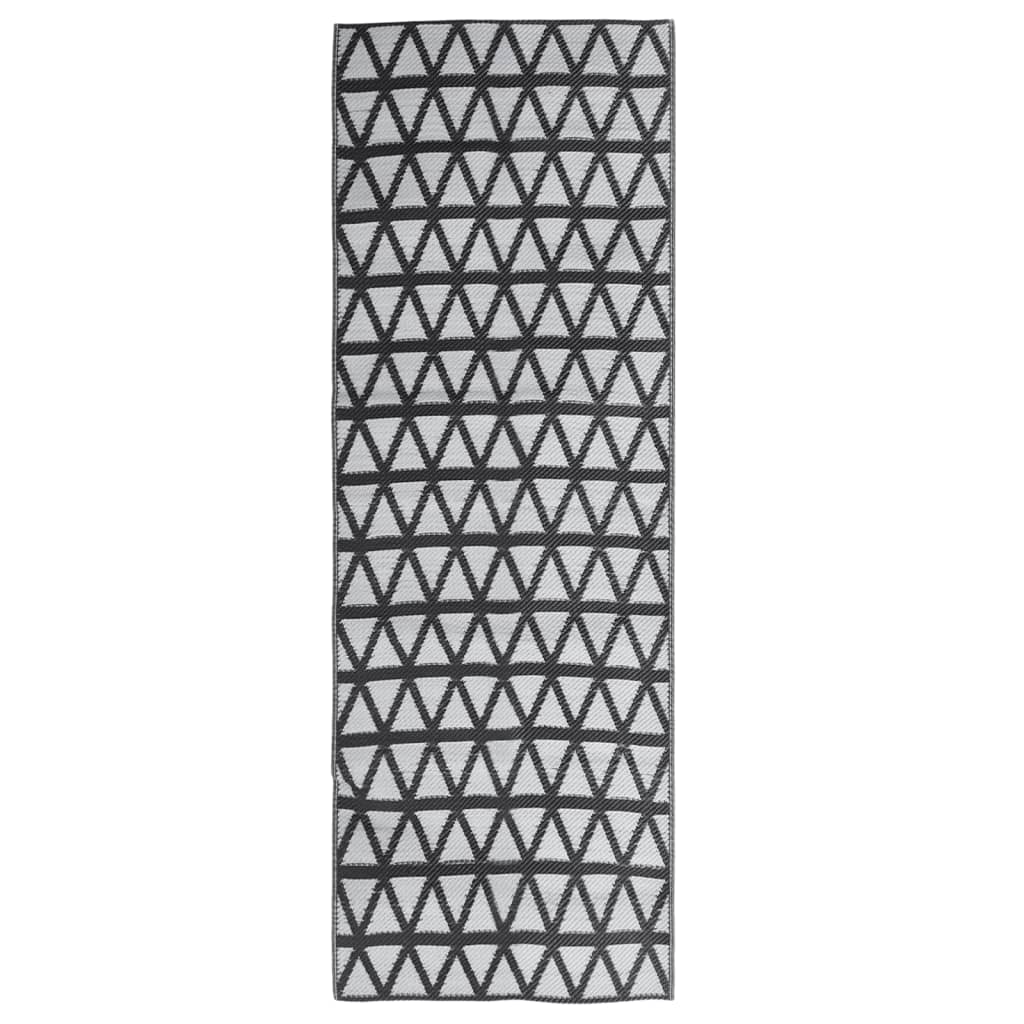 Vidaxl außerhalb des Teppichs Aakil 80x250 cm Polypropen Schwarz