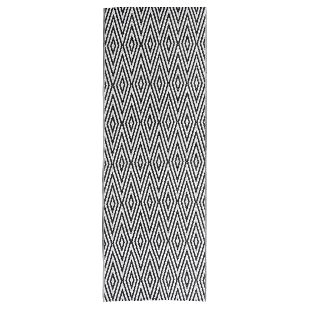 Vidaxl außerhalb des Teppichs Aakil 80x250 cm Polypropen Schwarz