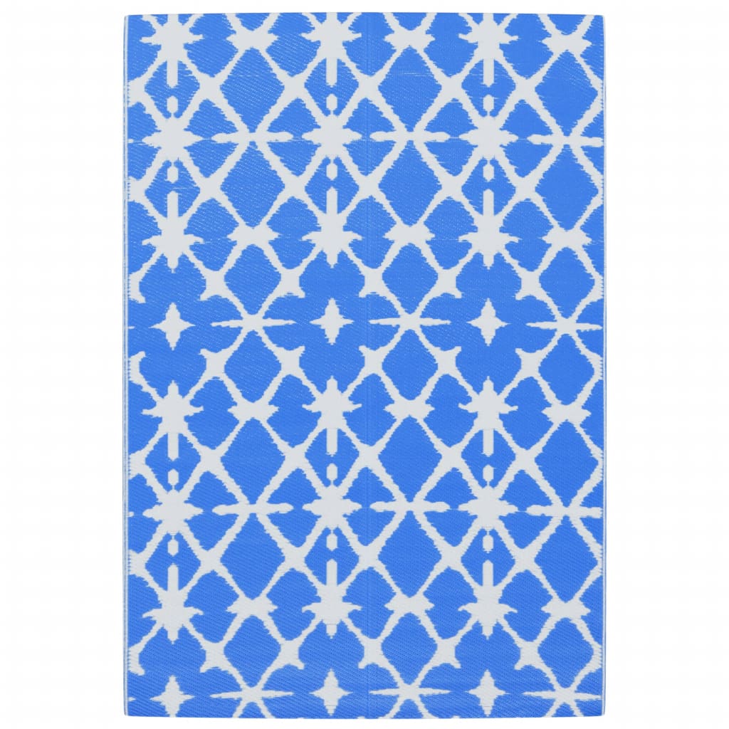 Vidaxl außerhalb des Teppichs Arakil 140x200 cm Polypropen Blau und Weiß