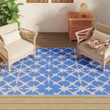 Vidaxl außerhalb des Teppichs Arakil 140x200 cm Polypropen Blau und Weiß