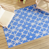 Vidaxl außerhalb des Teppichs Arakil 140x200 cm Polypropen Blau und Weiß