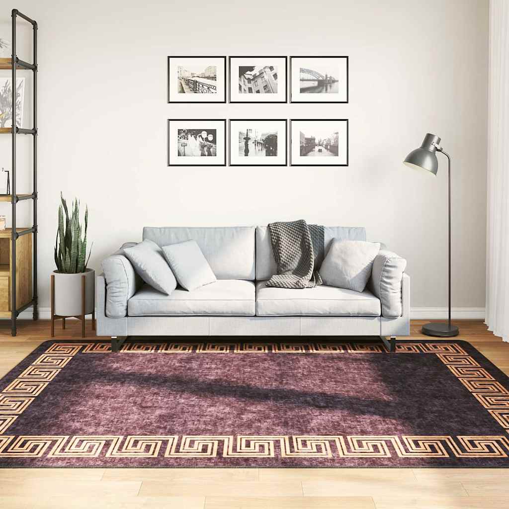 Vidaxl Teppich waschbarer Anti-Rutsch 160x230 cm Schwarz und Goldfarbe