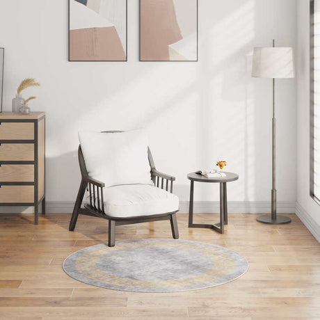 Vidaxl Teppich waschbarer Anti-Rutsch Ø120 cm Grau