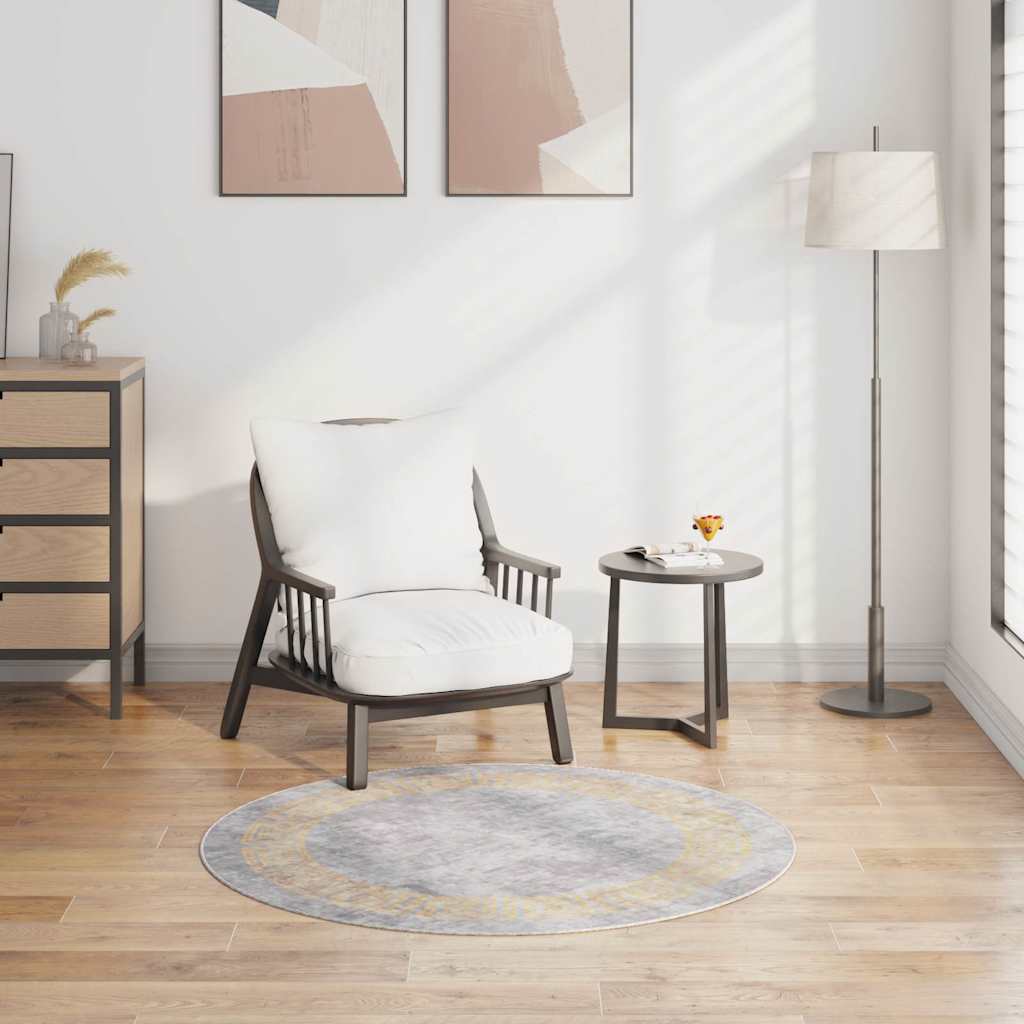 Vidaxl Teppich waschbarer Anti-Rutsch Ø120 cm Grau