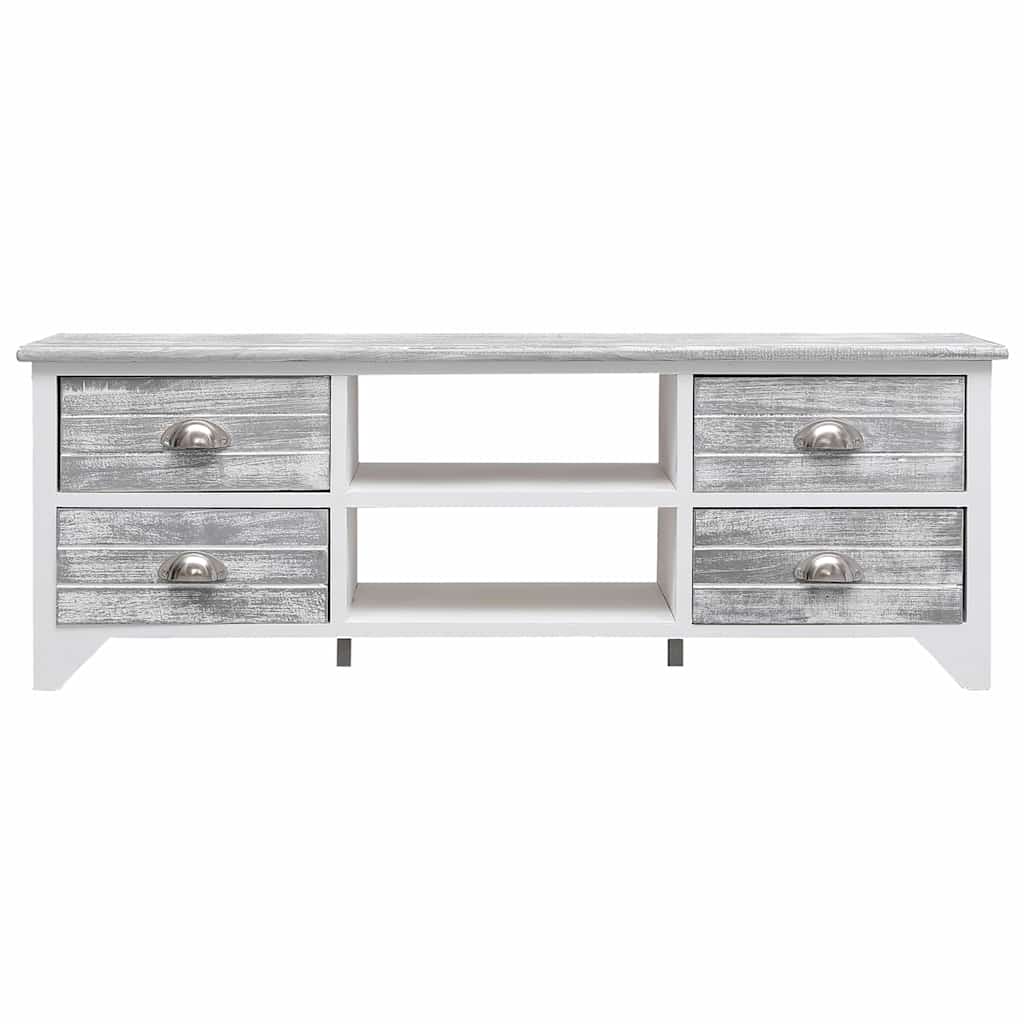 Vidaxl tv-meubel 108x30x40 cm massief paulowniahout wit en grijs