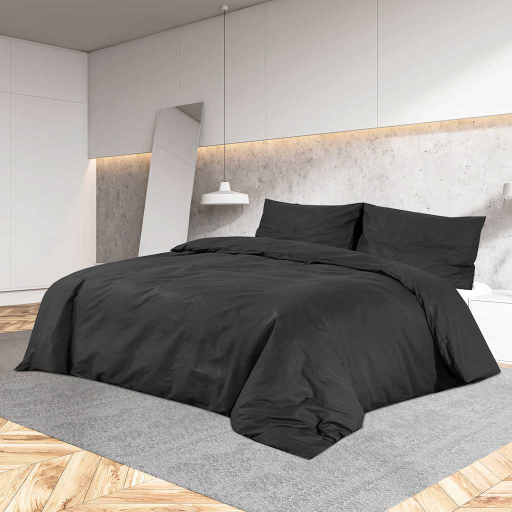 Vidaxl Duvet Overlay Set Leichtes Gewicht 200x220 cm Mikrofaserschwarz