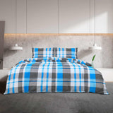 Vidaxl dekbedovertrekset 200x220 cm katoen blauw en grijs
