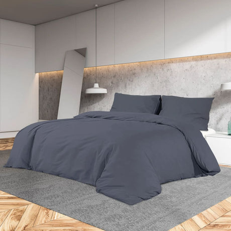 Vidaxl Duvet Overlay Set 200x200 cm Baumwoll -Anthrazit -gelöscht