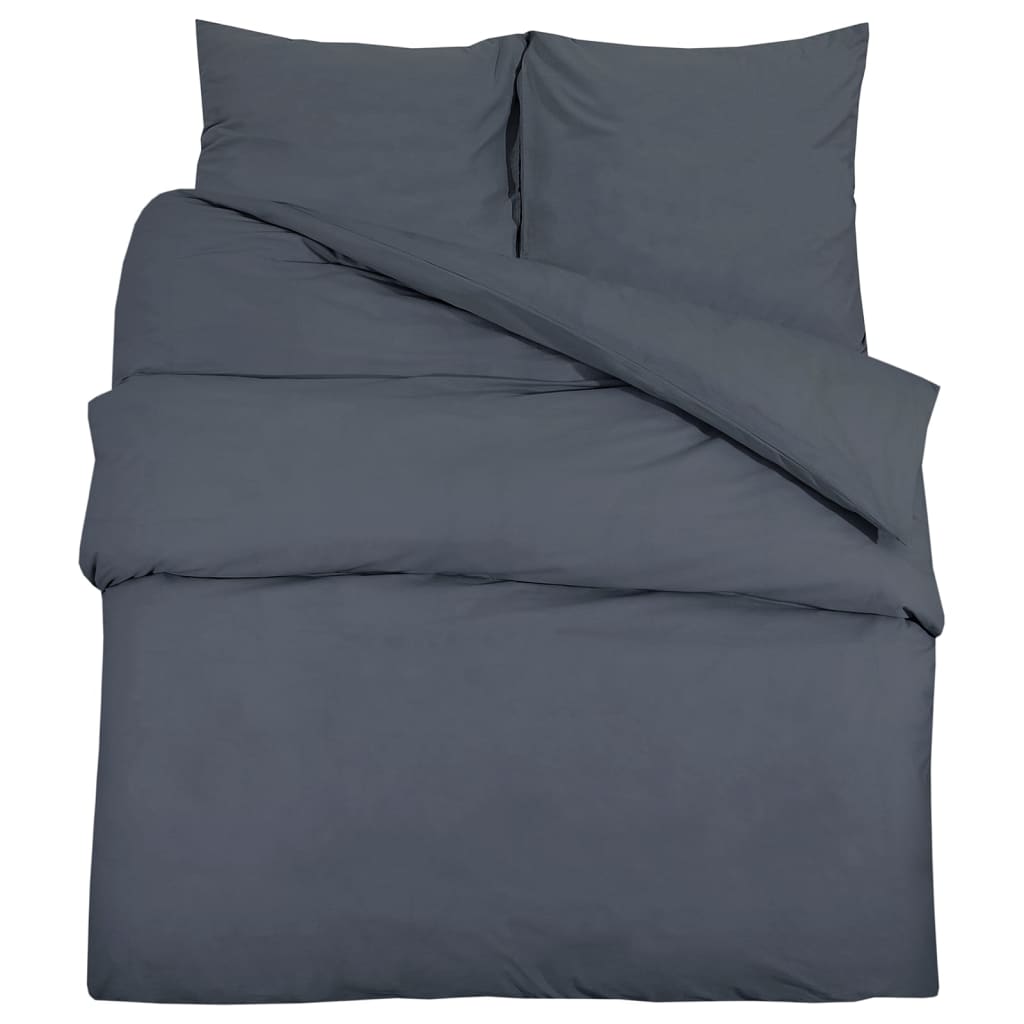 Vidaxl Duvet Overlay Set 200x200 cm Baumwoll -Anthrazit -gelöscht