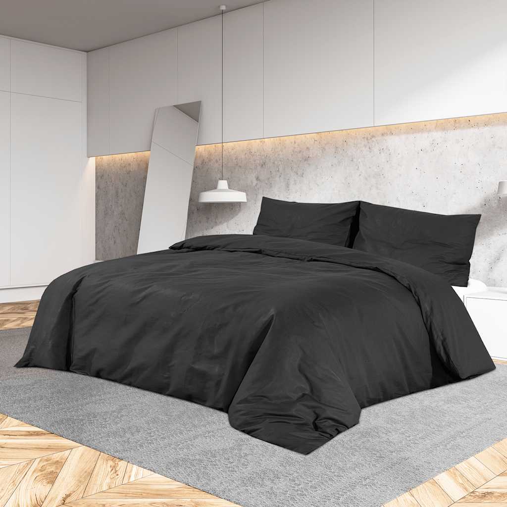 Vidaxl Duvet Overlay Set 200x200 cm Baumwollschwarz