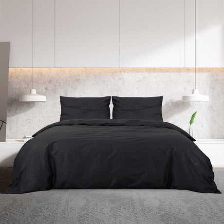 Vidaxl Duvet Overlay Set 135x200 cm Baumwollschwarz