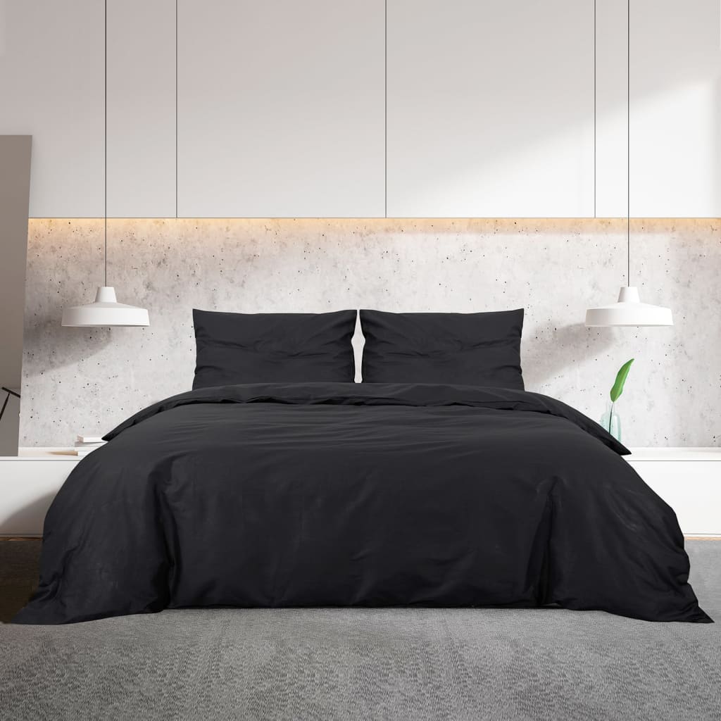 Vidaxx Bettbezug-Set 140x200 cm Baumwolle schwarz