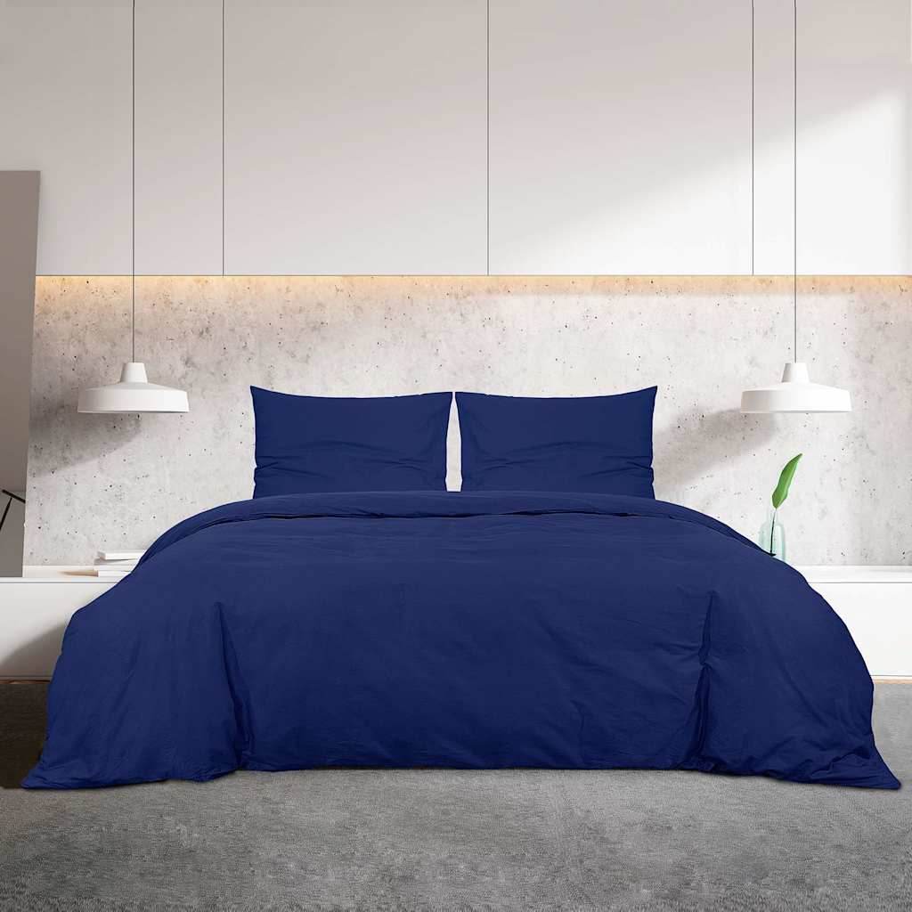 Vidaxl dekbedovertrekset 240x220 cm katoen marineblauw