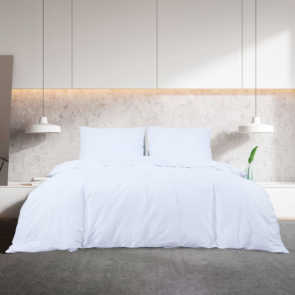 Vidaxl Duvet Overlay Set 200x220 cm Baumwoll weiß