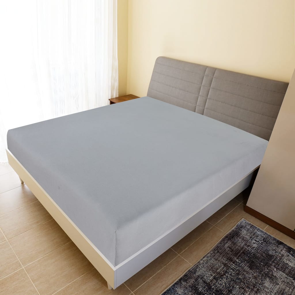 Vidaxl angepasstes Blatt Trikot 140x200 cm Baumwollgrau