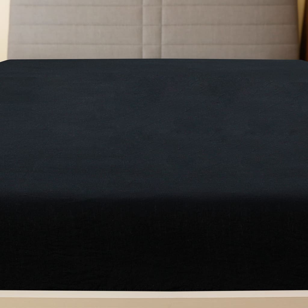 Vidaxl angepasstes Blatt Trikot 160x200 cm Baumwollschwarz