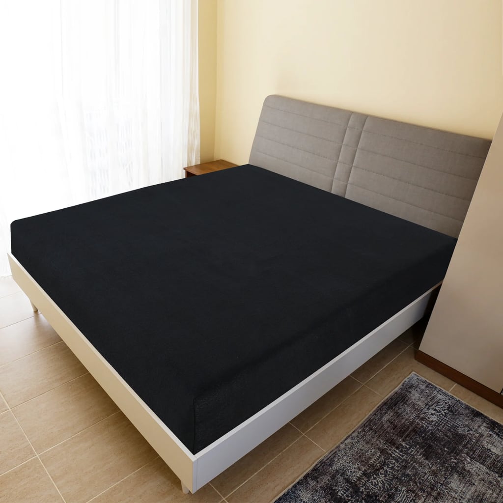 Vidaxl ausgestattete Blätter 2 St Jersey 160x200 cm Baumwollschwarz