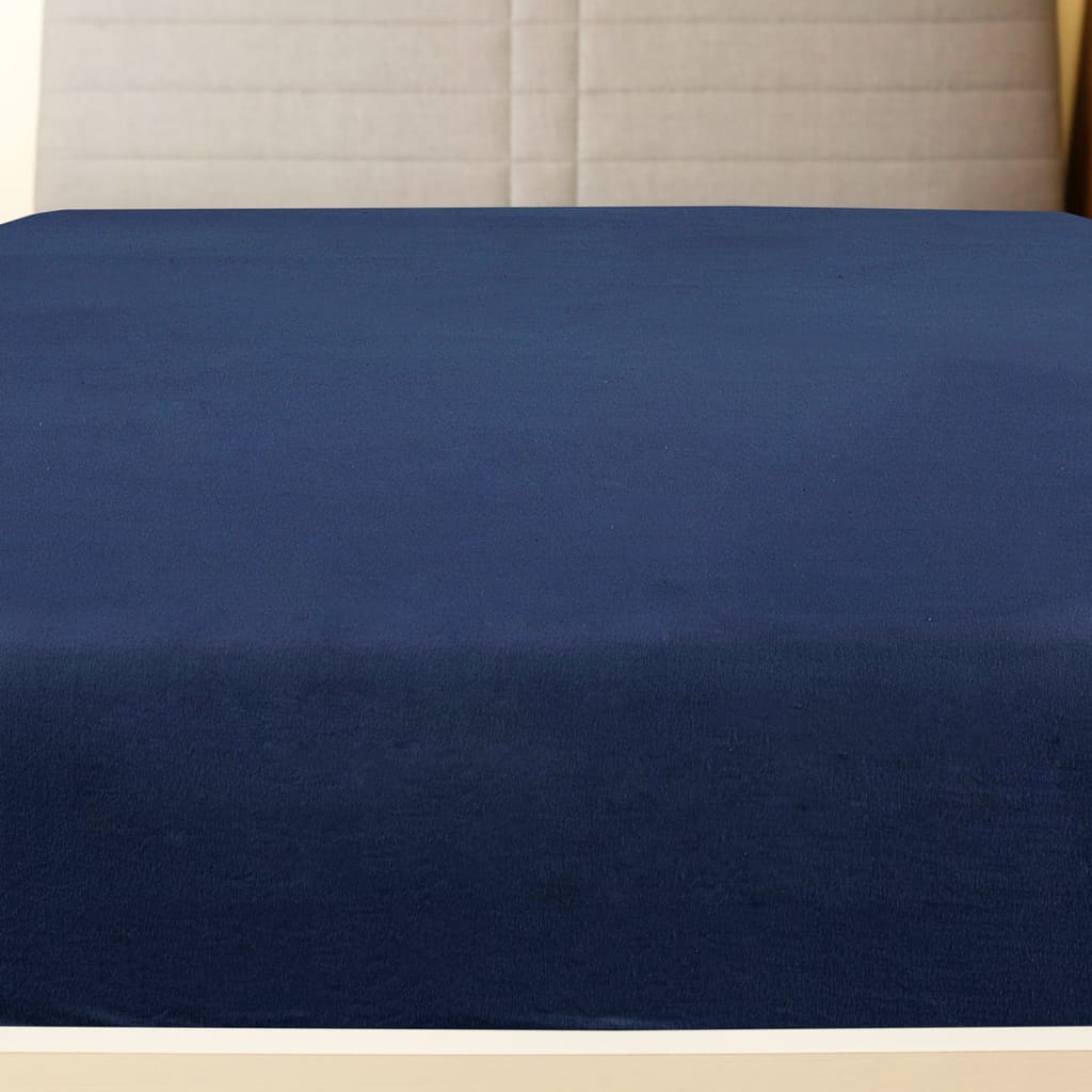 Vidaxl ausgestattete Blätter 2 St Jersey 90x200 cm Baumwollmarineblau