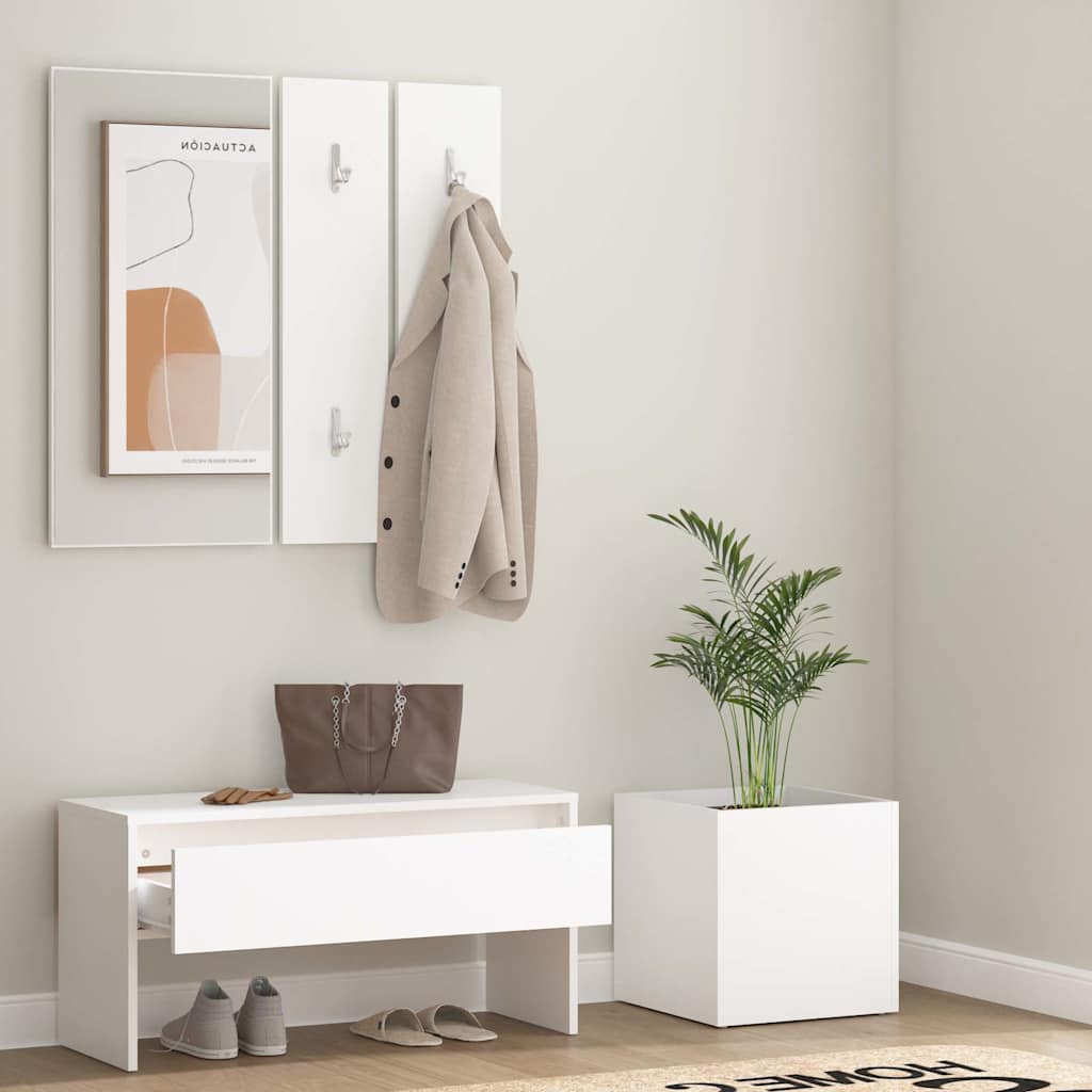 Vidaxl garderobe set bewerkt hout wit