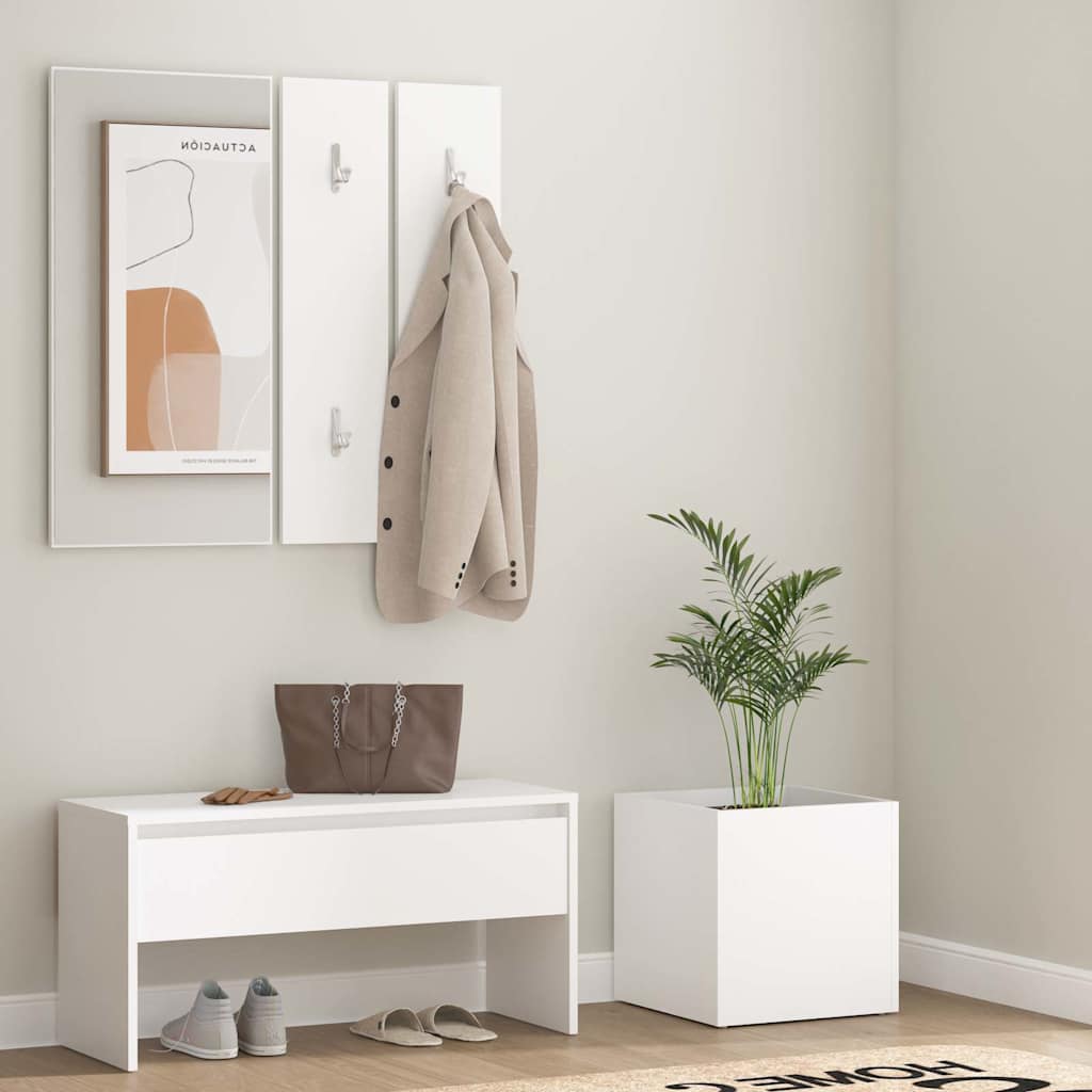 Vidaxl garderobe set bewerkt hout wit