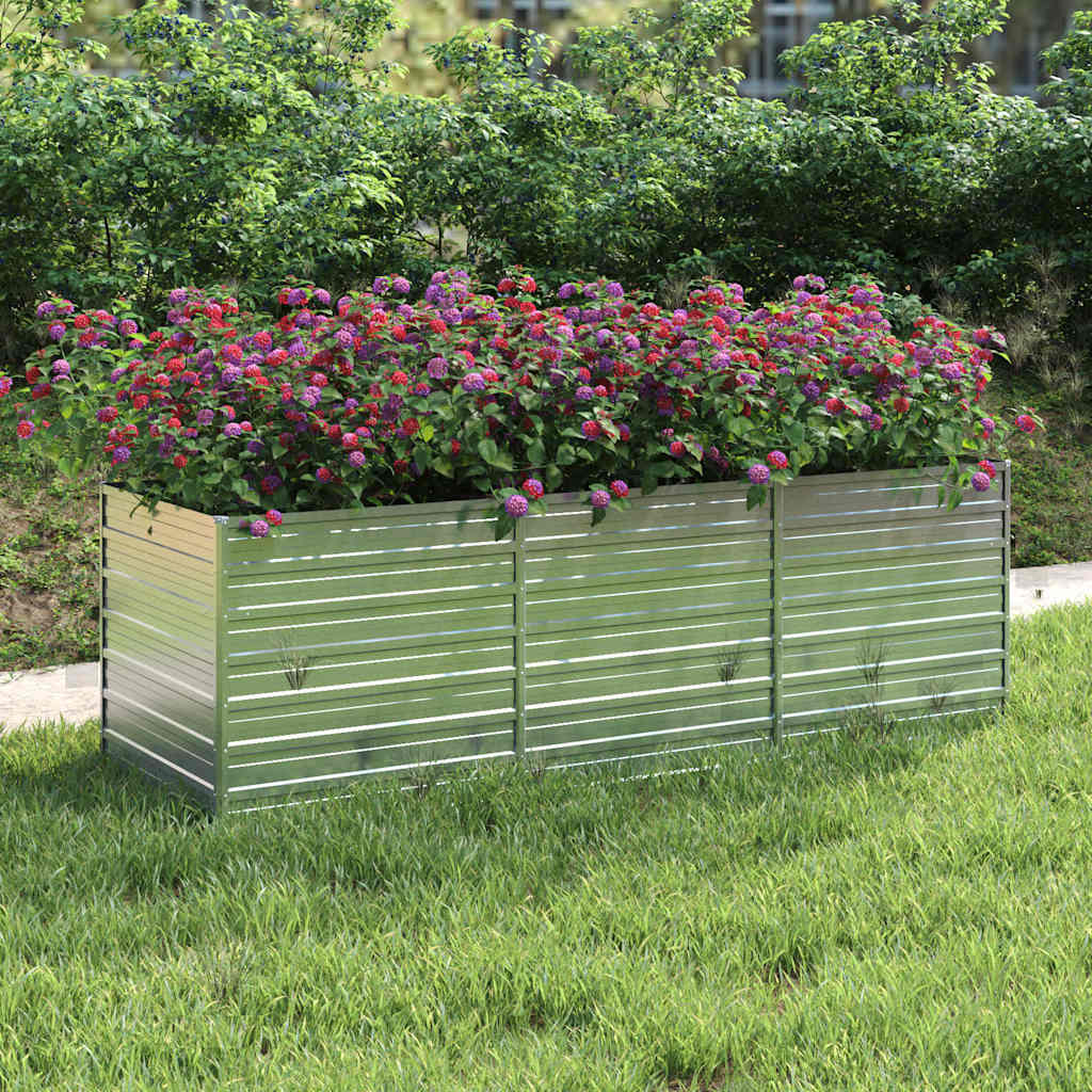 Vidaxl -Pflanzer erhöht 240 x 80 x 77 cm verzinktes Stahl Silber
