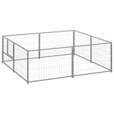 Vidaxl -Hund Kennel 4 m² Stahl Silberfarbe