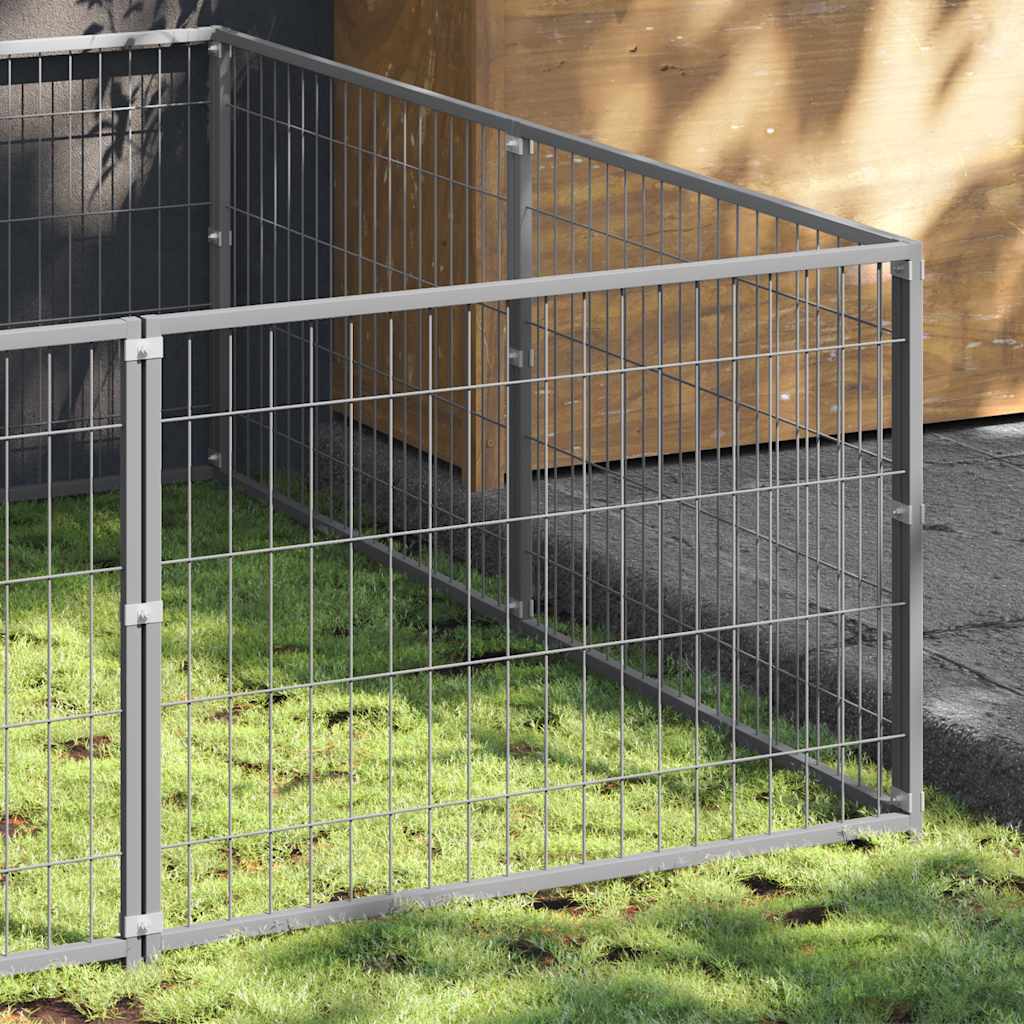 Vidaxl -Hundezwinger 8 m² Stahl Silberfarbe